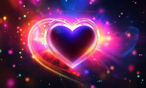 digital heart heartbeat shining bright