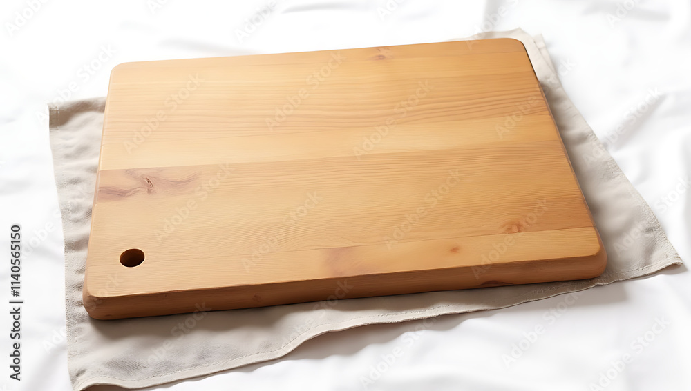 Aufkleber A chopping board placed on a tablecloth, isolated with a clipping path for use as a design key visual and background._00001_