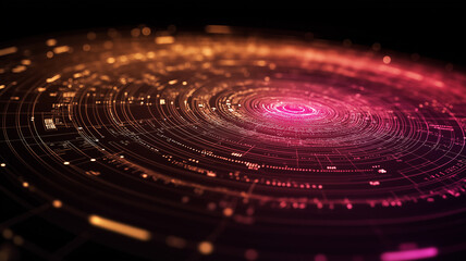 Fototapeta premium Abstract technology background with glowing circles. Concept of innovation, connection, and digital transformation.