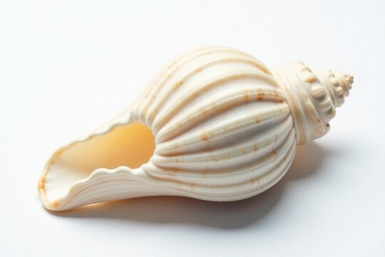 Razor shell with grooves on a white background, whiteshell, marine life