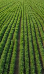Row upon row of freshly cut alfalfa grass cut in fields, alfalfa, agriculture