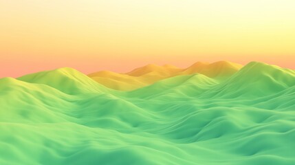 Obraz premium Dreamlike Green Hills at Sunset: A Surreal Landscape