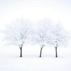 Fototapeta premium Four Snowy Trees in a Row