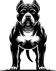 Pitbull Dog vector black silhouette cricut design for T-shirt