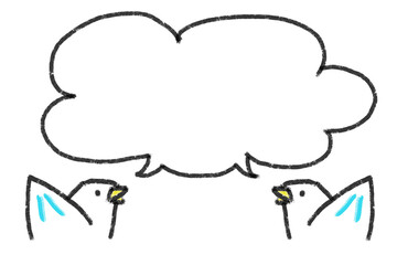 2羽の白い鳥が話すふきだしのイラスト