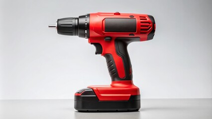 Minimalist Red Black Cordless Screwdriver Product Photography - White Background