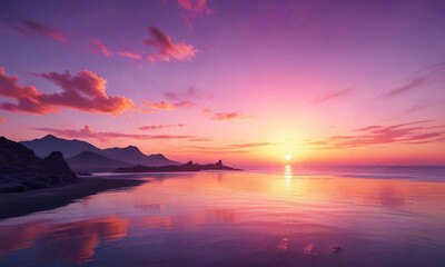 Vibrant hues of orange and pink fade into soft purples and blues as the sun dips below the horizon, orange, landscape, sky