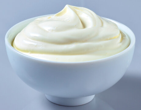  Schale mit Joghurt, Sahne, Joghurt, isoliert, 