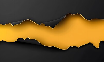 Torn yellow paper with a black background, vector presentation design illustration