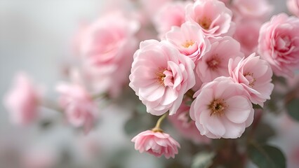 Fototapeta premium Soft pink flowers evoke a peaceful and romantic ambiance, ideal for dainty and feminine concepts