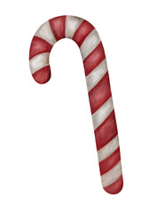 Lollipop. Christmas sweet watercolor candy cane. Merry Christmas hand drawn illustration. Sweet and Festive Holiday Designs