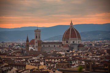 Panoramic view of Florence city, Italy on sunset