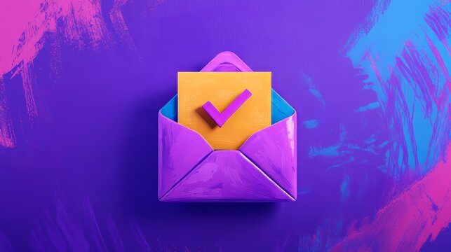 Newsletter subscription confirmed with check mark in open envelope