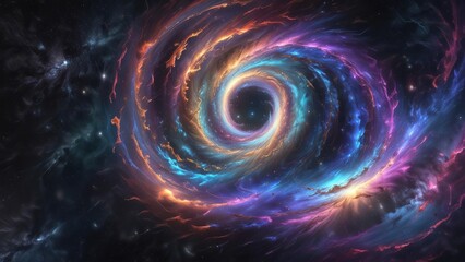 Obraz premium Iridescent colors dancing across the surface of an abstract spiral galaxy, astronomy, nebula, galaxy