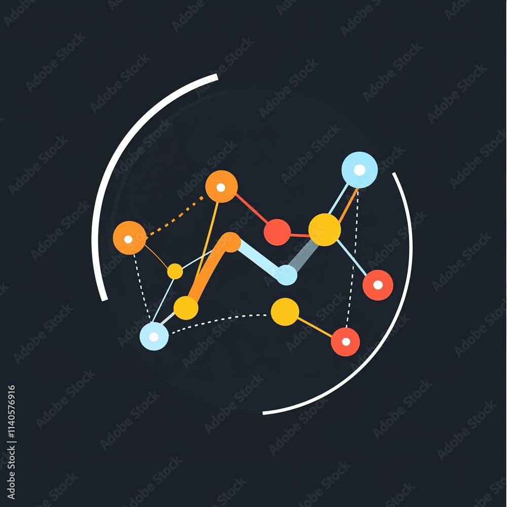 Poster colorful graph with many points and lines
