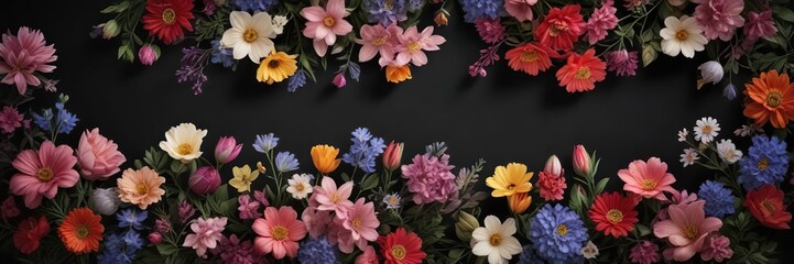 Dark Background Spring Florals with Focal Point, blossoms, art, spring