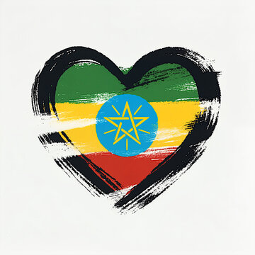 recommend clip art: heart shape with national Ethiopia flag