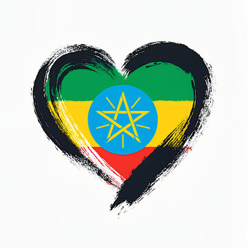 recommend clip art: heart shape with national Ethiopia flag