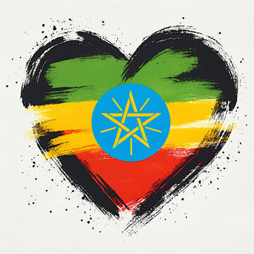 recommend clip art: heart shape with national Ethiopia flag