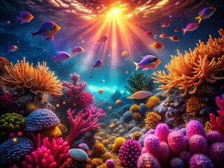Mystical Underwater Creatures: Bokeh Fantasy Art, Magical Sea Beasts, Enchanting Aquatic Mythical Beings, Surreal Ocean Life