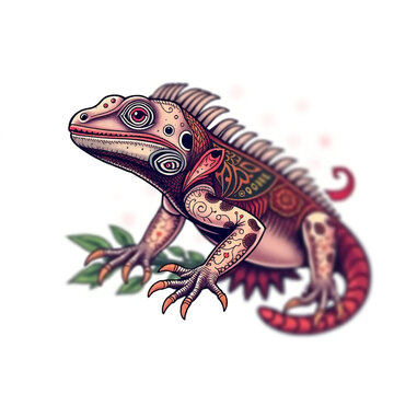 recommend clip art: Beautiful iguana Clipart, isolated on a white background, iguana Generative AI.