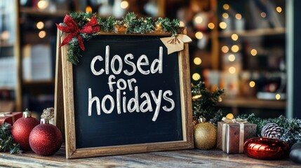 a sign that says closed for holidays on a table