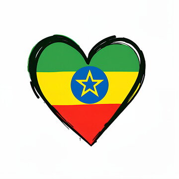 recommend clip art: simple heart shape with national Ethiopia flag