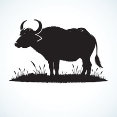 Elk vector silhouette with black and background 