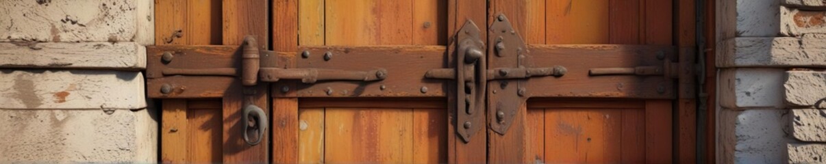 Ruined door with rusted hinges and broken lock, rusty hardware, neglected entrances, broken entrance