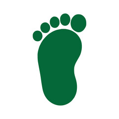 Green baby foot print silhouette icon vector illustration design on white background.