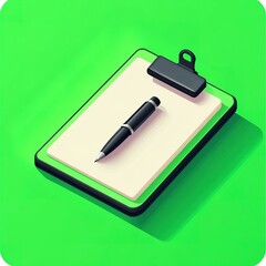 Pen is on top of a clipboard