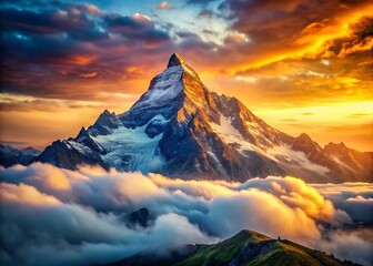 Niesen Swiss Alps Double Exposure Sunrise Mountain Peak Photography