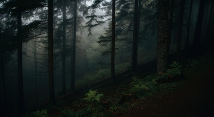 Obraz premium Fog in nature, cities and villages with misty forest landscape