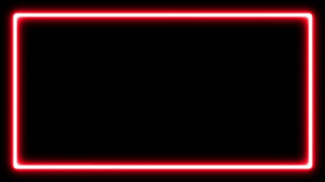 Neon lines frame animation. Rectangular frame with moving line.abstract glowing neon rectangle border frame in the shape rectangle glowing. ultraviolet light 4k glowing line Abstract background