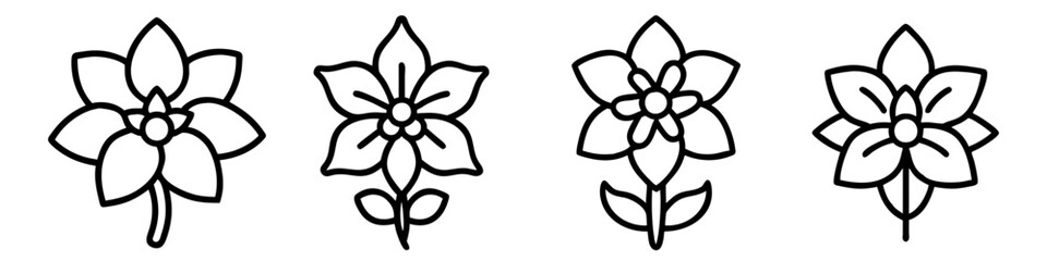 delphinium icon, flower line art, flower icon - Minimalistic black outline illustration of delphinium flower, perfect for icons, logos, and floral-themed designs.

