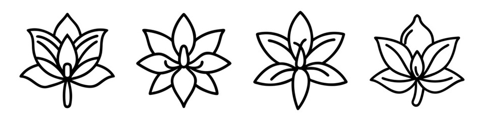 hosta icon, flower line art, flower icon - Minimalistic black outline illustration of hosta flower, perfect for icons, logos, and floral-themed designs.

