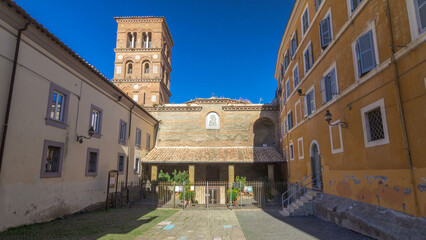 Fototapeta premium Saint Maria of Rotonda church in beautiful town of Albano Laziale timelapse hyperlapse, Italy