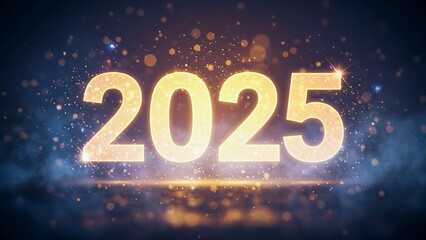 Beautiful Fantasy Happy New Year 2025 shine lights in the dark