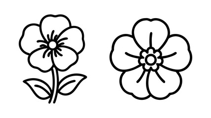 pansy icon, flower line art, flower icon - Minimalistic black outline illustration of pansy flower, perfect for icons, logos, and floral-themed designs.

