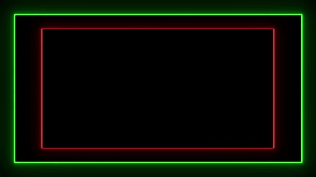 Neon lines frame animation. Rectangular frame with moving line.abstract glowing neon rectangle border frame in the shape rectangle glowing. ultraviolet light 4k glowing line Abstract background
