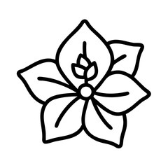 bougainvillea icon, flower line art, flower icon - Minimalistic black outline illustration of bougainvillea flower, perfect for icons, logos, and floral-themed designs.

