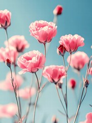 Fototapeta premium Vibrant Pink Flowers with White Accents Nature Garden Photography Sunny Day Close-Up Floral Beauty