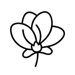 cyclamen icon, flower line art, flower icon - Minimalistic black outline illustration of cyclamen flower, perfect for icons, logos, and floral-themed designs.


