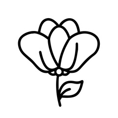 cyclamen icon, flower line art, flower icon - Minimalistic black outline illustration of cyclamen flower, perfect for icons, logos, and floral-themed designs.

