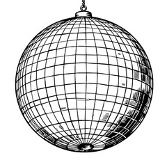 Disco ball icon on white background, nightlife symbolism