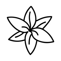 daylily icon, flower line art, flower icon - Minimalistic black outline illustration of daylily flower, perfect for icons, logos, and floral-themed designs.

