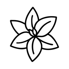 daylily icon, flower line art, flower icon - Minimalistic black outline illustration of daylily flower, perfect for icons, logos, and floral-themed designs.


