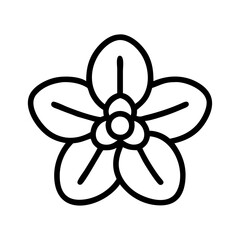 Obraz premium forget me not icon, flower line art, flower icon - Minimalistic black outline illustration of forget me not flower, perfect for icons, logos, and floral-themed designs.
