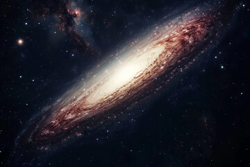 Fototapeta premium The Andromeda galaxy as seen from Earth. The long exposure time created star trails, and professional color grading was used to high