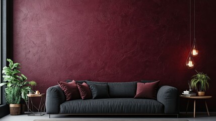A deep maroon rough texture wallpaper that adds richness and warmth to any space.